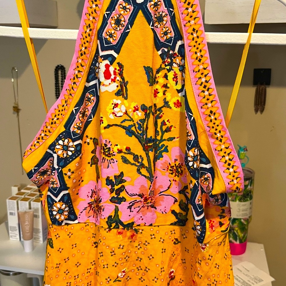 NWT Free People New Wave Yellow Print Halter Tank Top - Picture 8 of 10